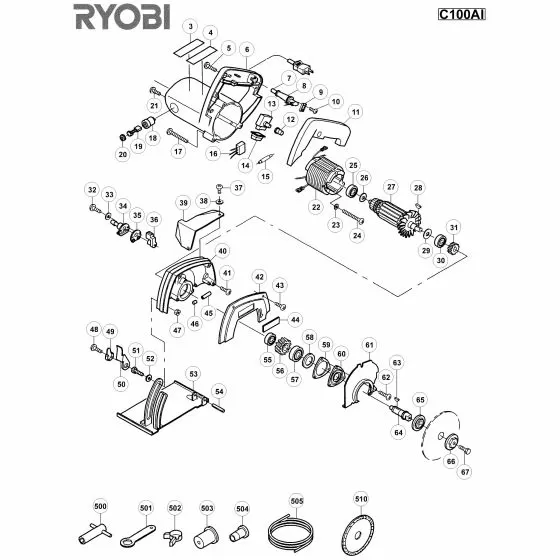 Ryobi C100AI Spare Parts List Type: 1000018785